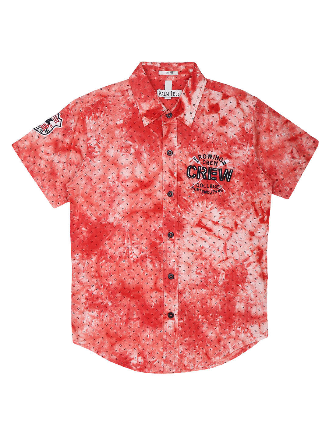 Boys Red Tie-Dye Cotton Shirt Half Sleeves
