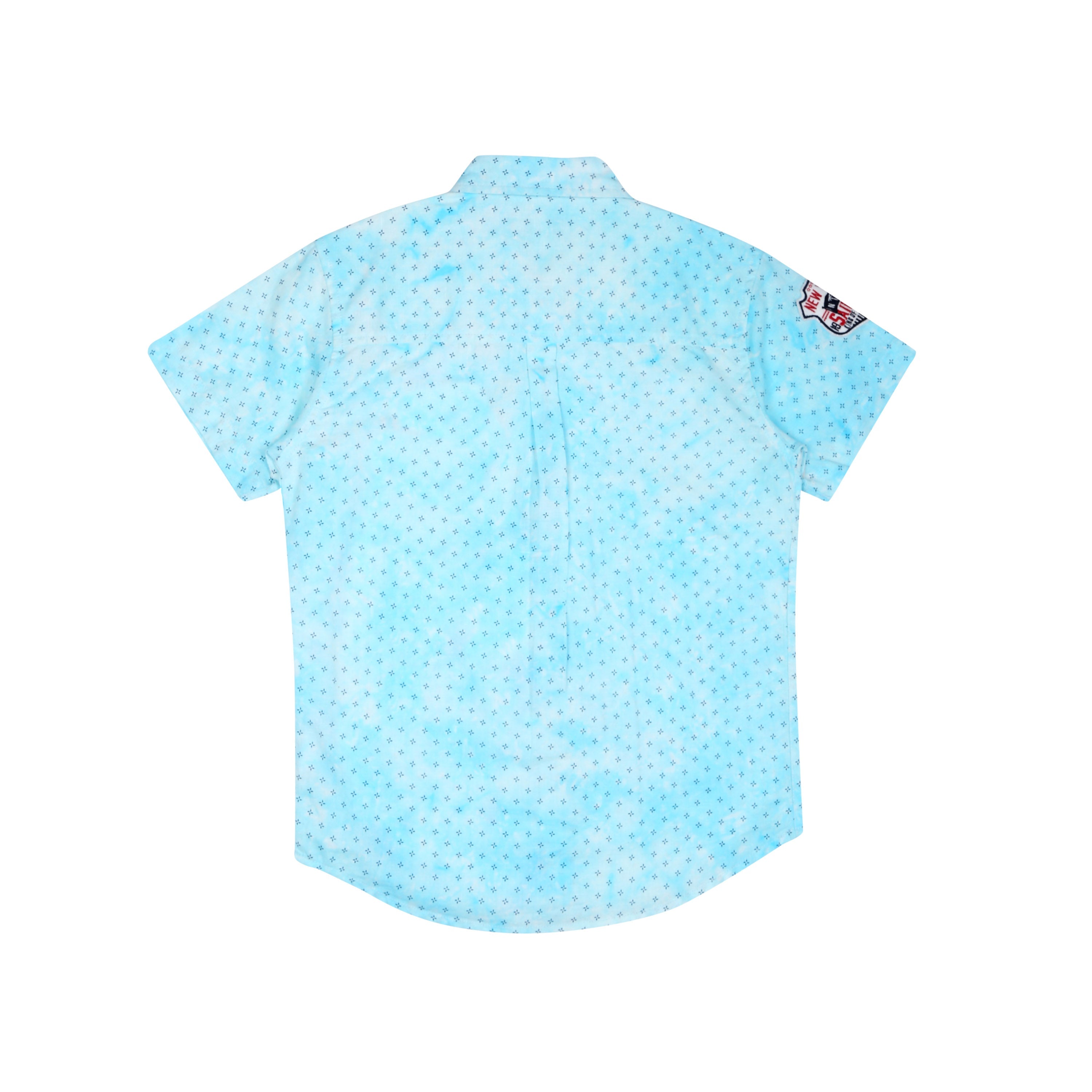 Boys Blue Printed Cotton Shirt Half Sleeves