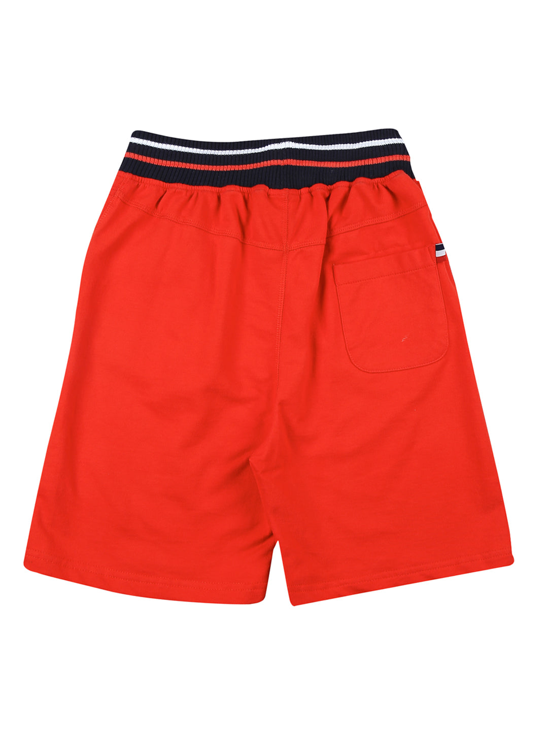 Boys Red Solid Cotton Bermuda Elasticated