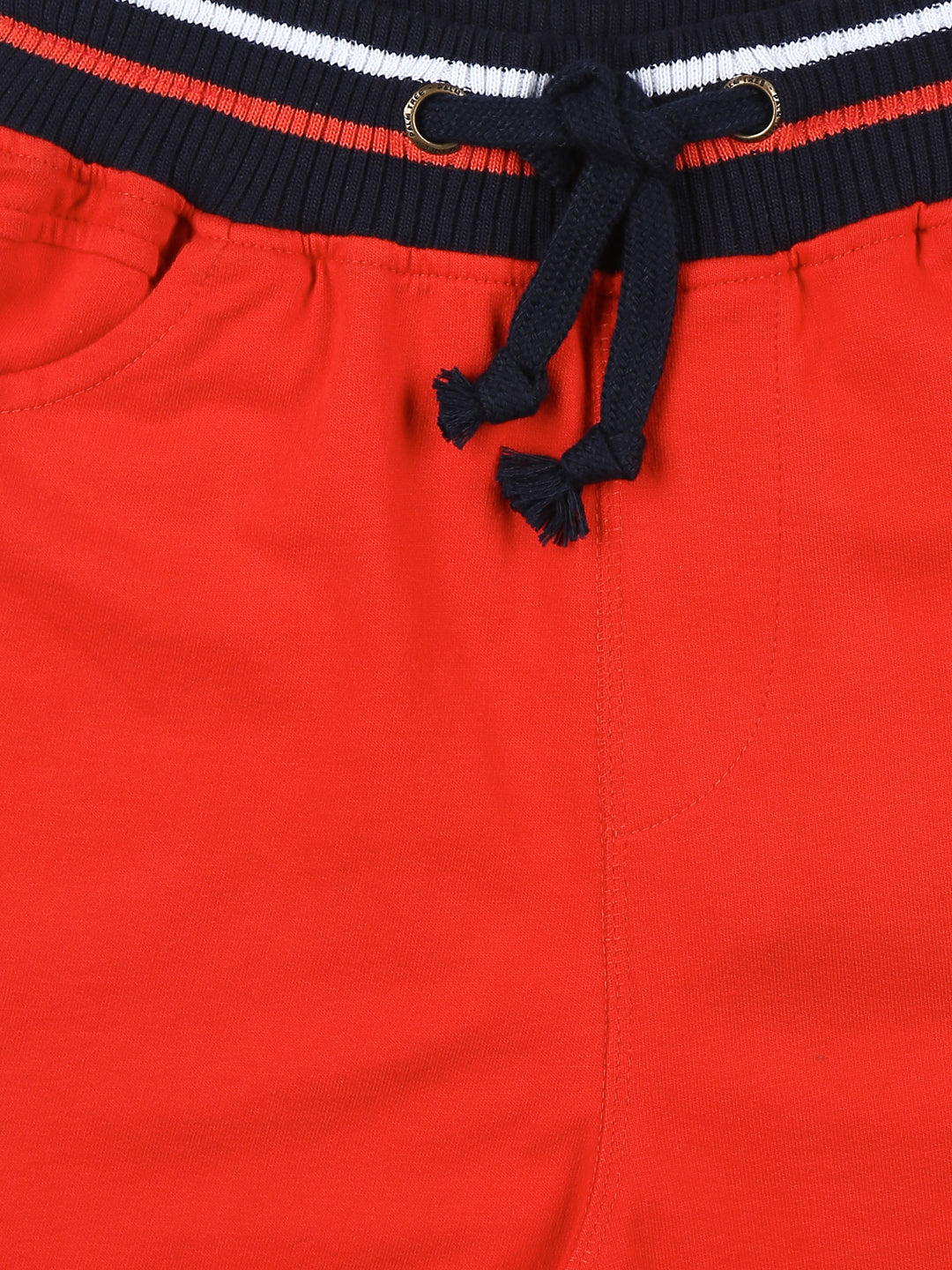Boys Red Solid Cotton Bermuda Elasticated