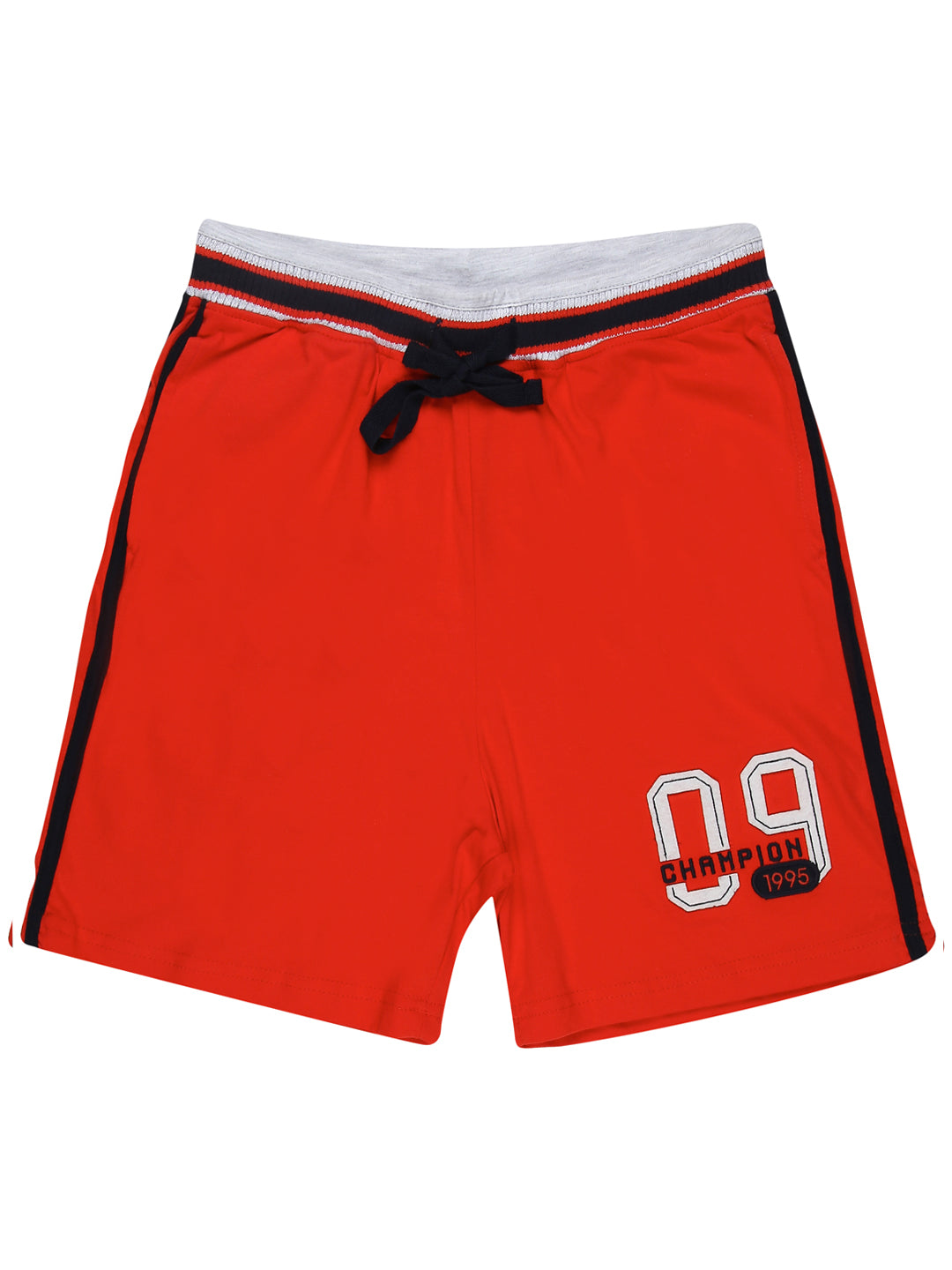 Boys Red Solid Cotton Bermuda Elasticated