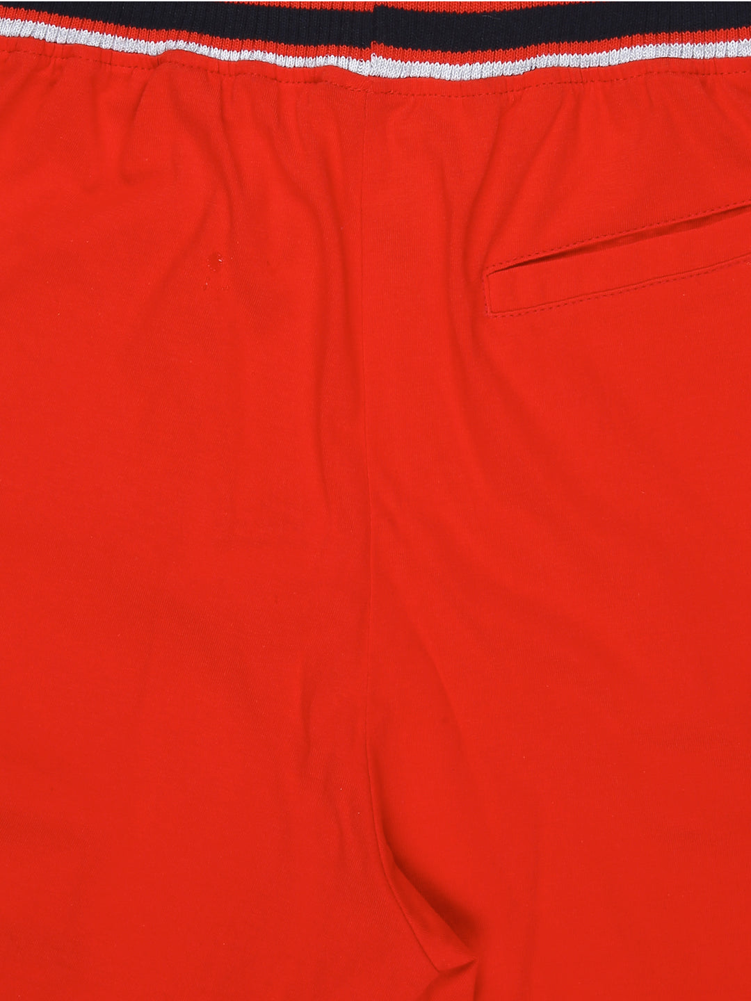 Boys Red Solid Cotton Bermuda Elasticated