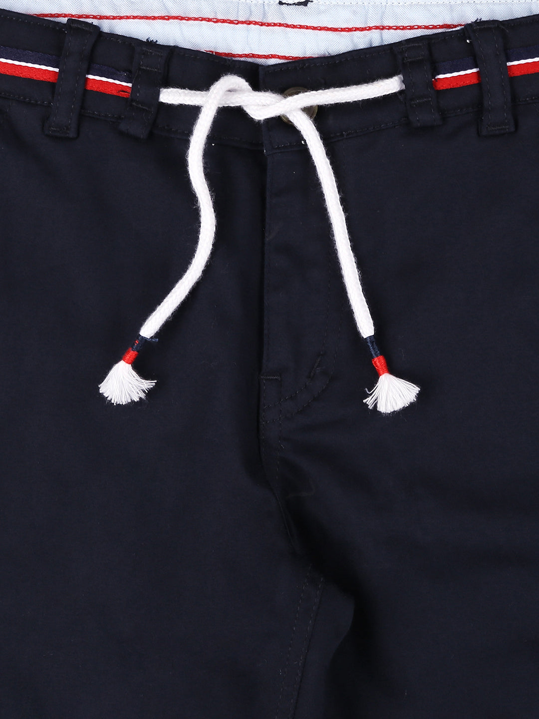 Boys Navy Blue Solid Cotton Bermuda Fixed Waist