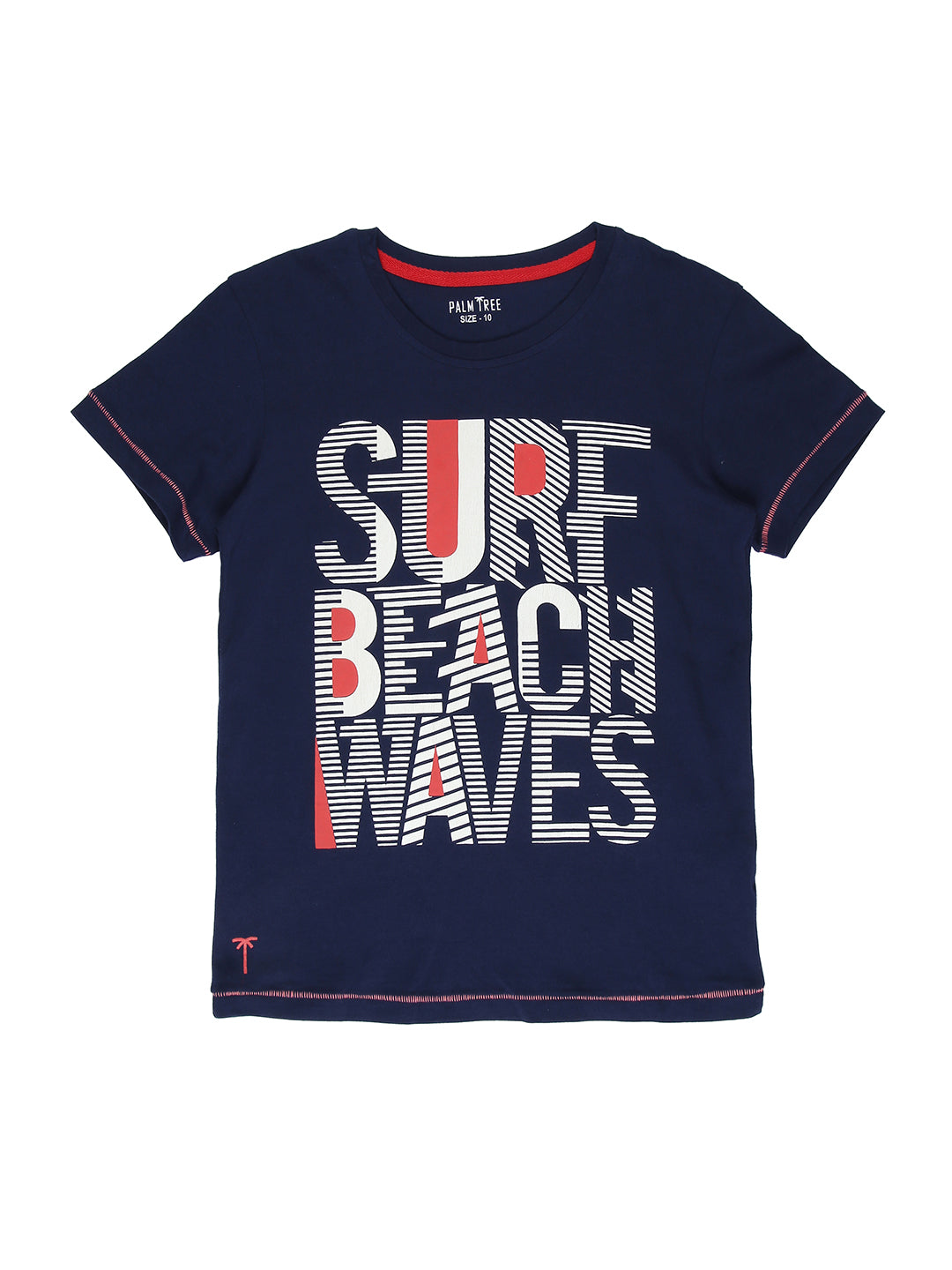 Boys Navy Blue Typographic Print Cotton Bermuda Set Elasticated