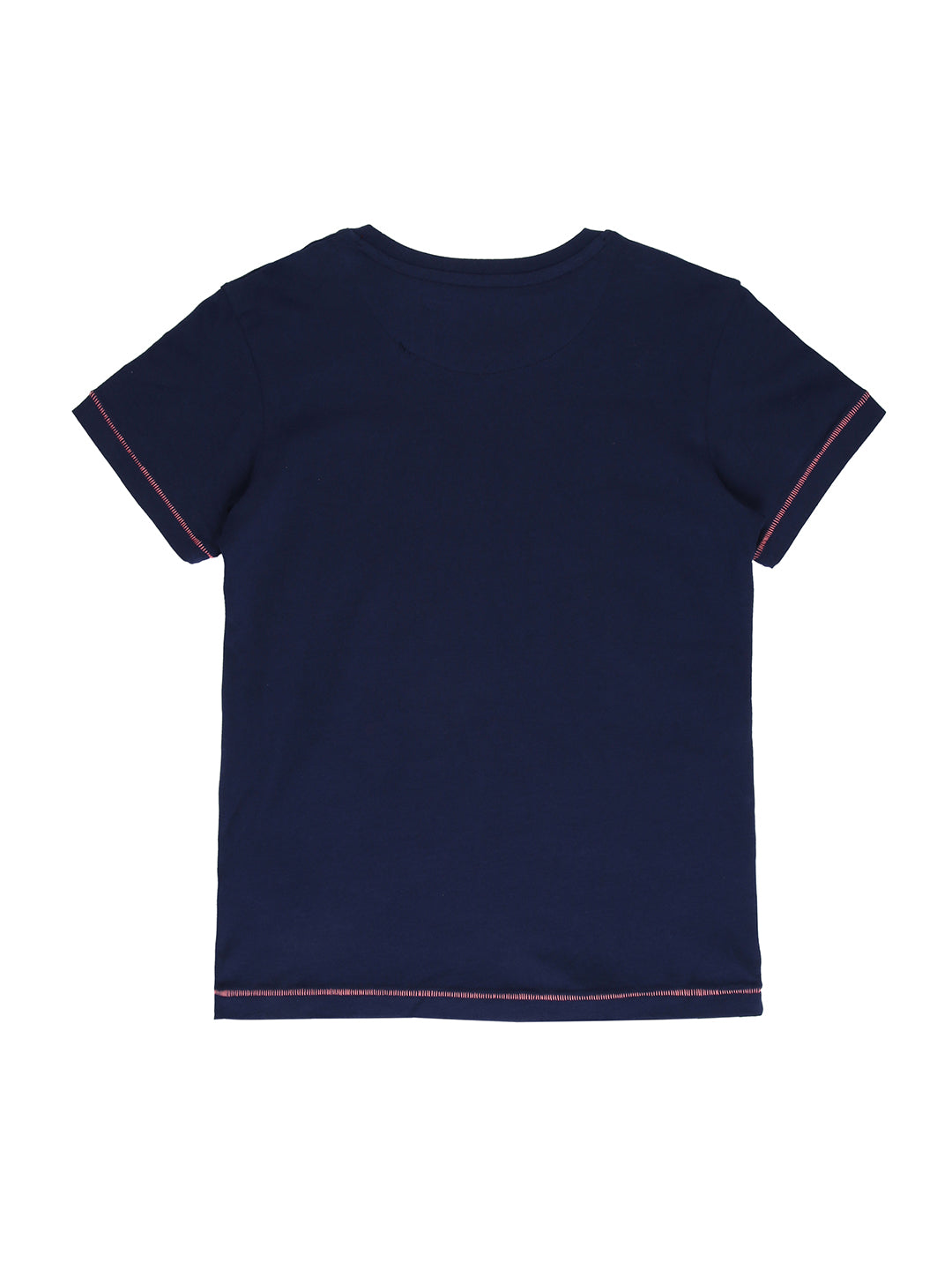 Boys Navy Blue Typographic Print Cotton Bermuda Set Elasticated