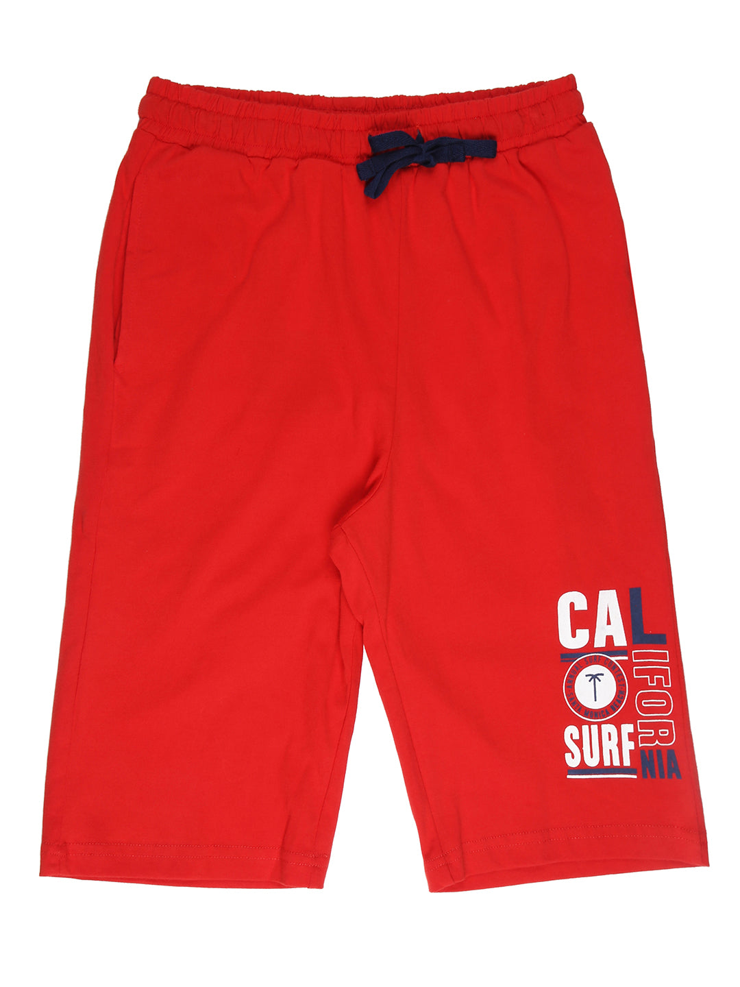 Boys Navy Blue Typographic Print Cotton Bermuda Set Elasticated