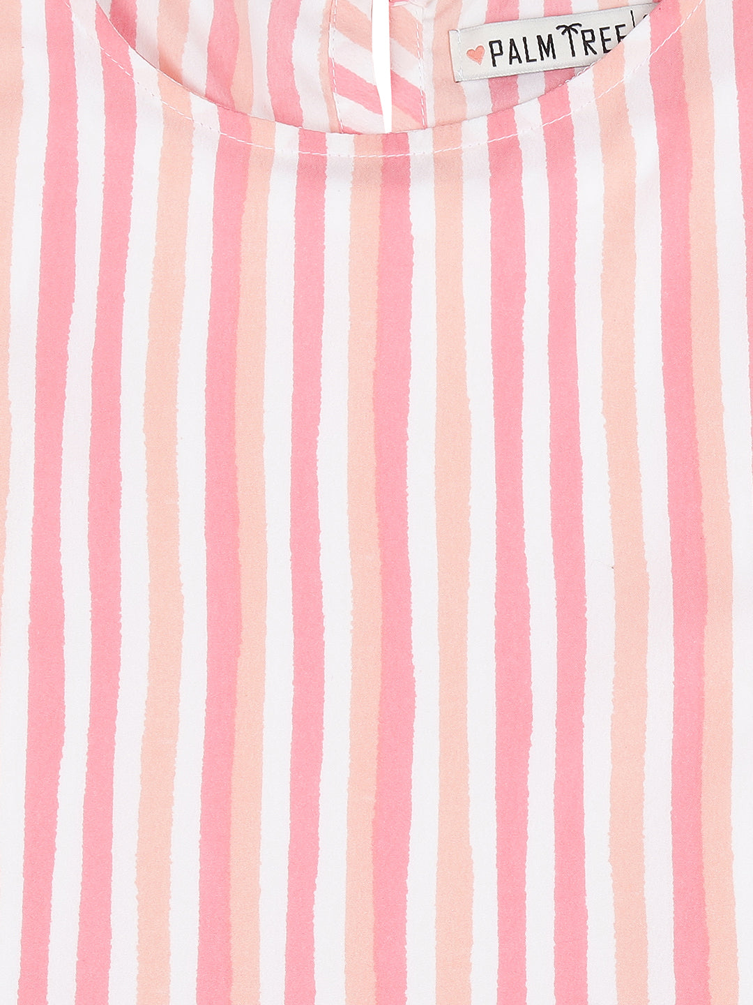 Girls Pink Striped Cotton Woven Top Sleeveless