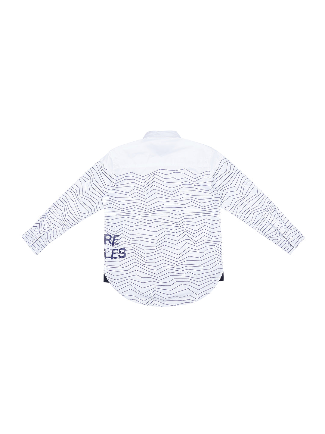 Boys White Abstract Cotton Shirt Full Sleeves