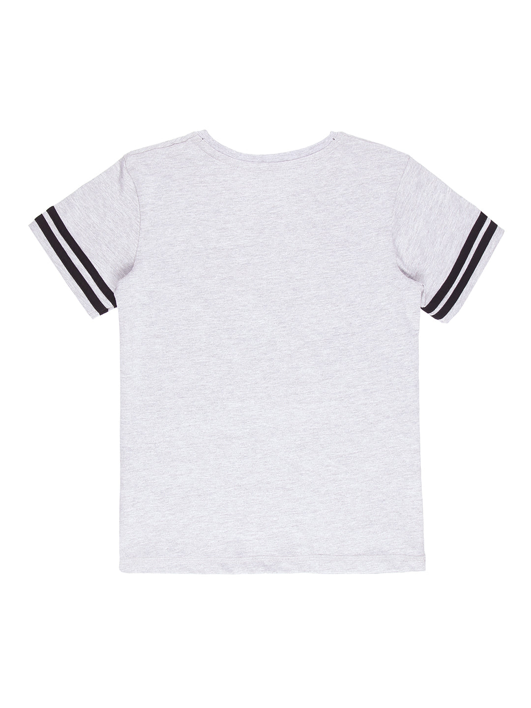 Boys Grey Graphic Print Cotton T-Shirt Half Sleeves