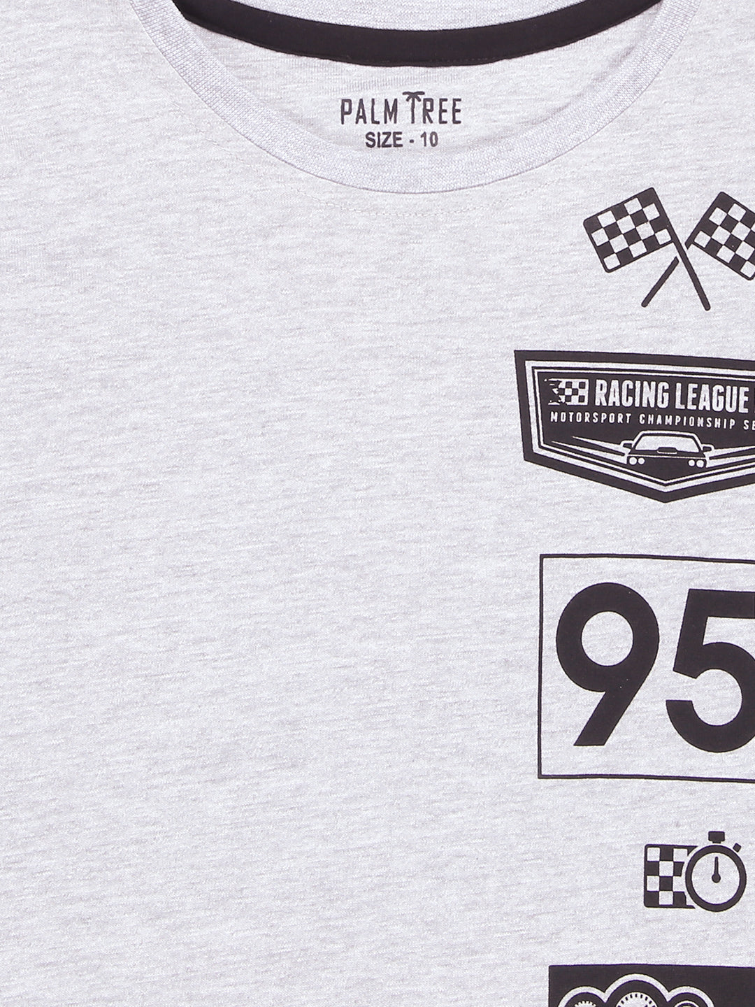 Boys Grey Graphic Print Cotton T-Shirt Half Sleeves