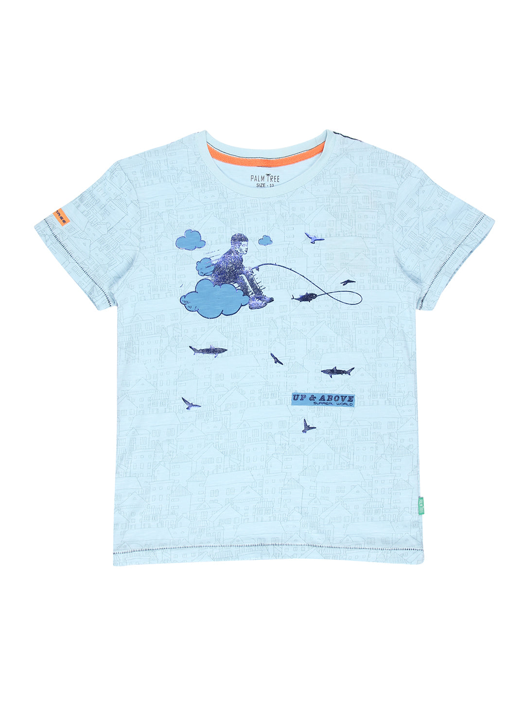 Boys Blue Graphic Print Cotton T-Shirt Half Sleeves