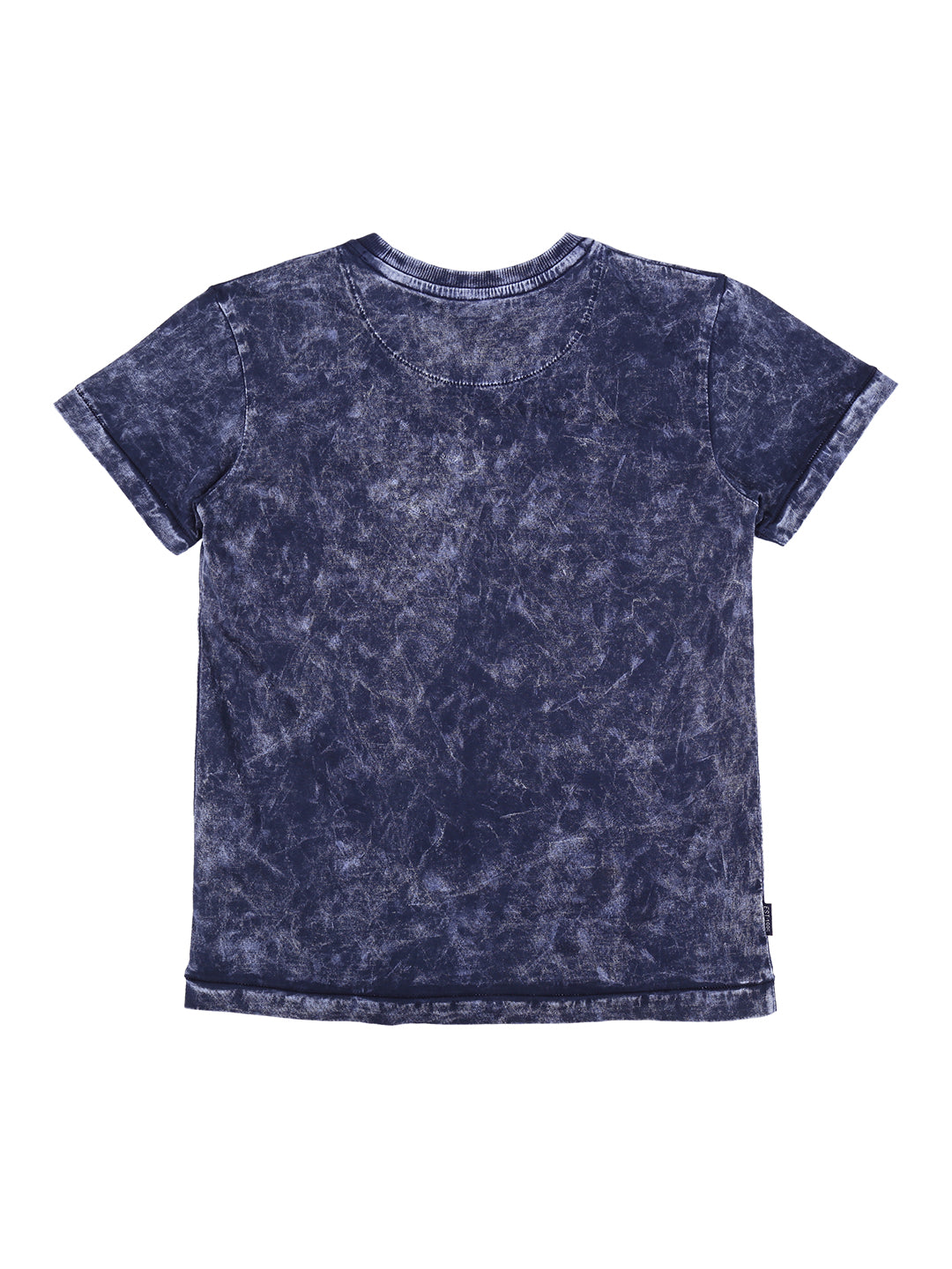 Boys Navy Blue Washed Denim T-Shirt Half Sleeves