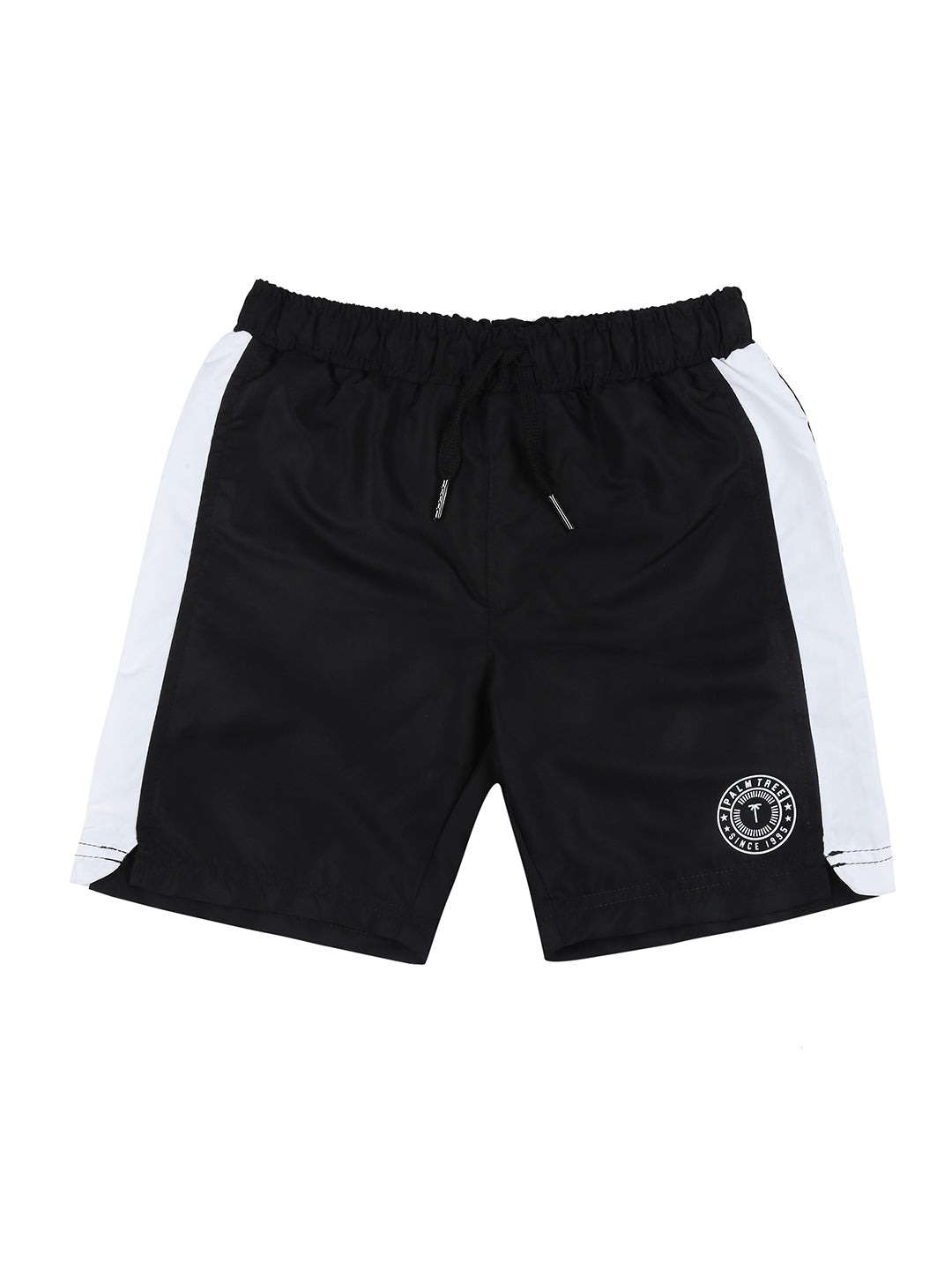 Boys Black Solid Cotton Shorts Elasticated