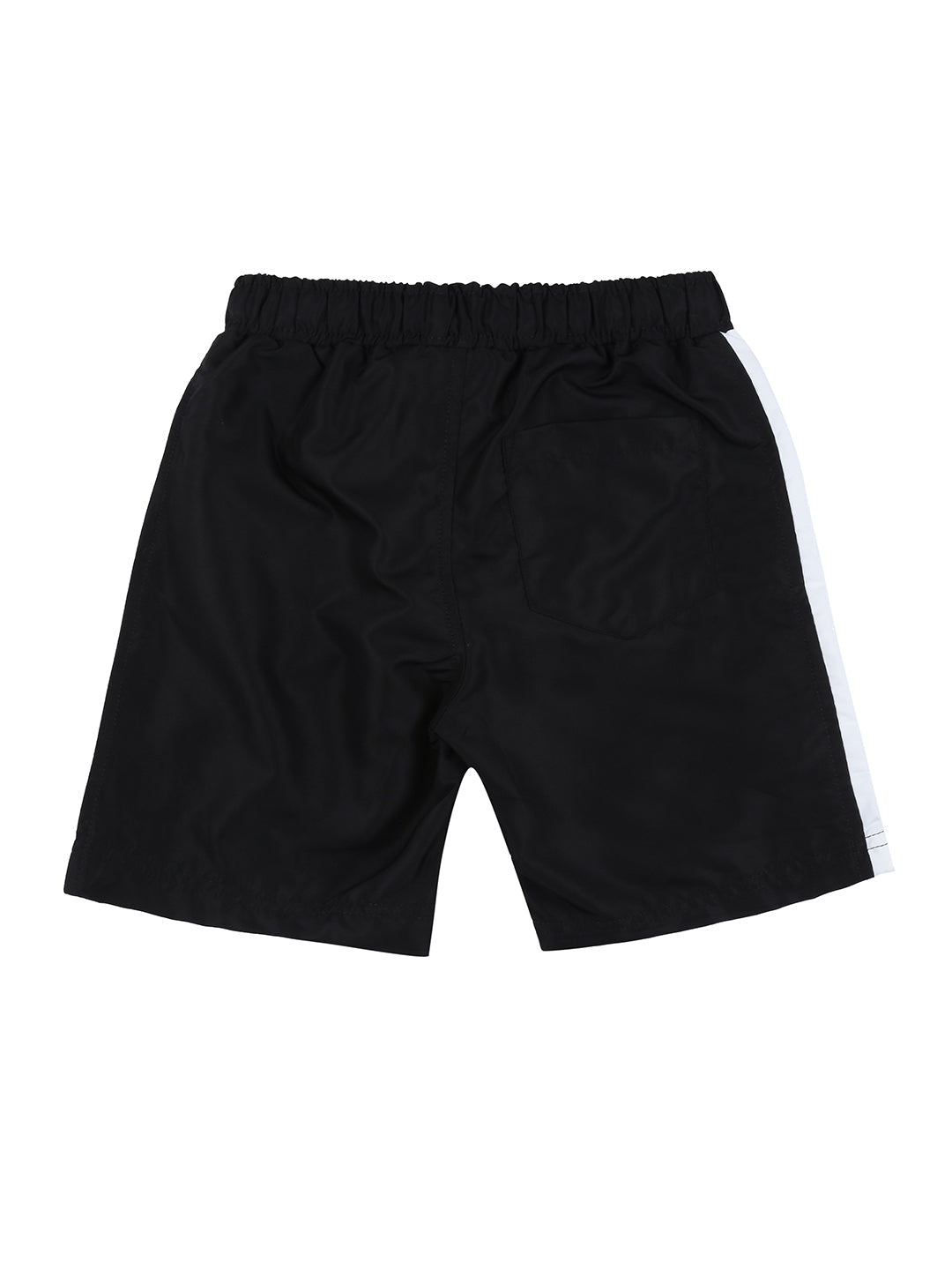 Boys Black Solid Cotton Shorts Elasticated