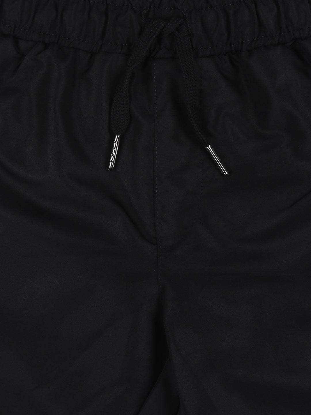 Boys Black Solid Cotton Shorts Elasticated