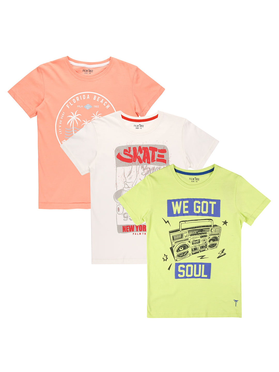 Boys Multicolour Graphic Print Cotton T-Shirt Pack Of-3 Half Sleeves