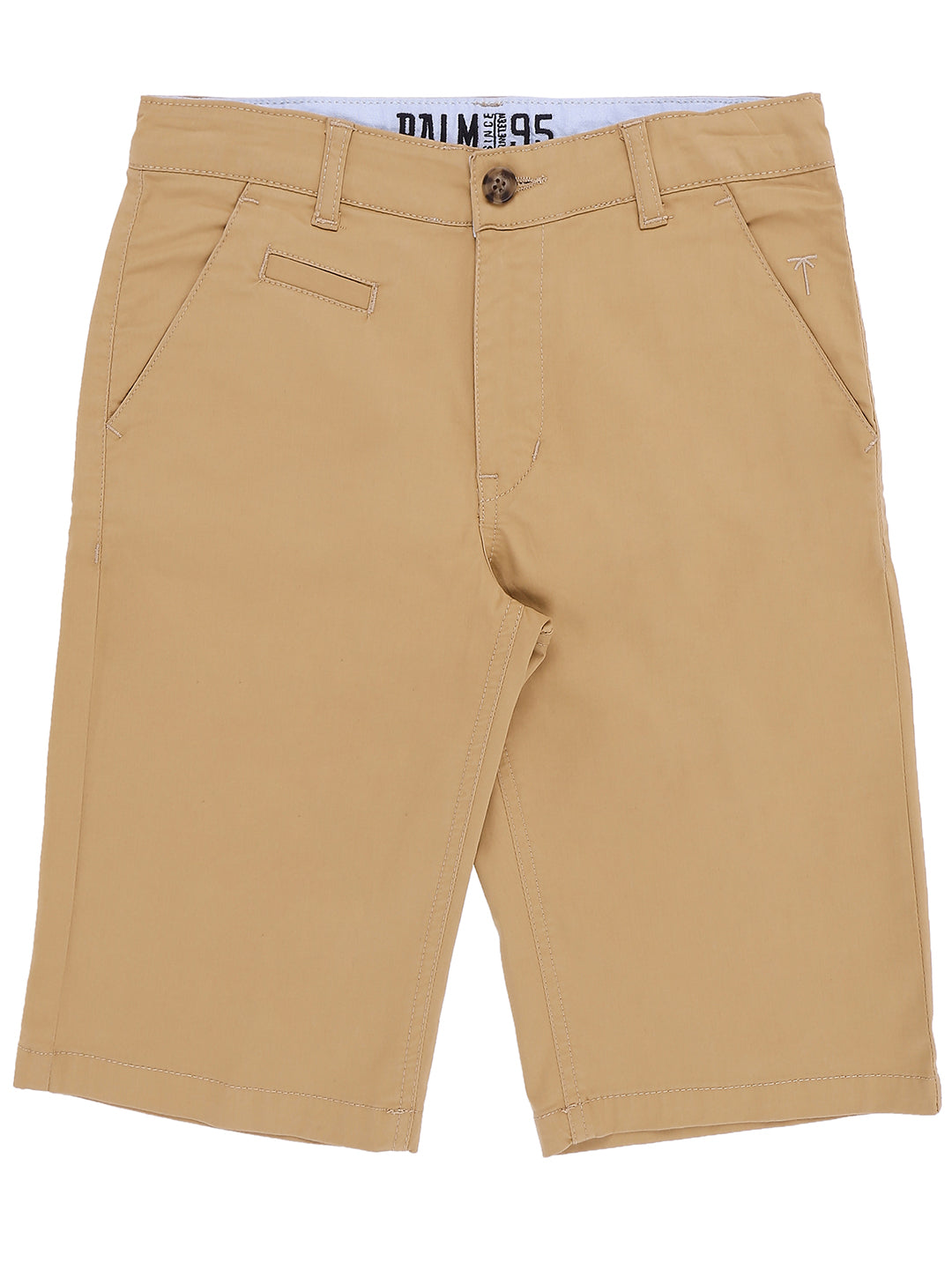 Boys khaki Solid Cotton Bermuda Fixed Waist