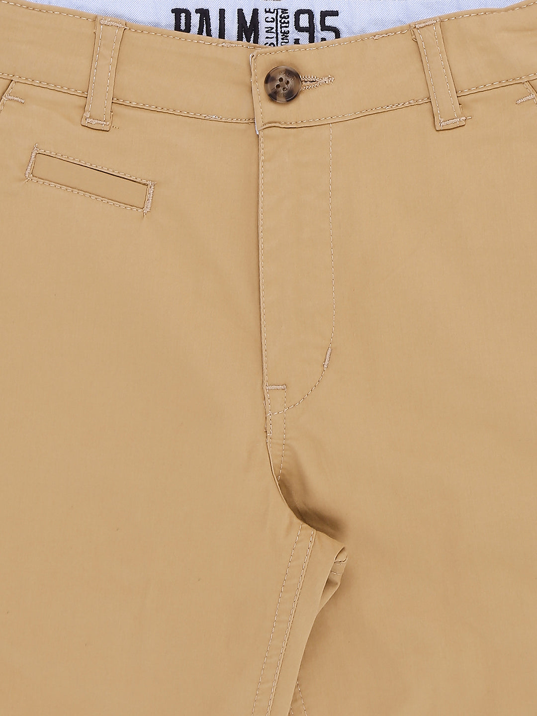 Boys khaki Solid Cotton Bermuda Fixed Waist