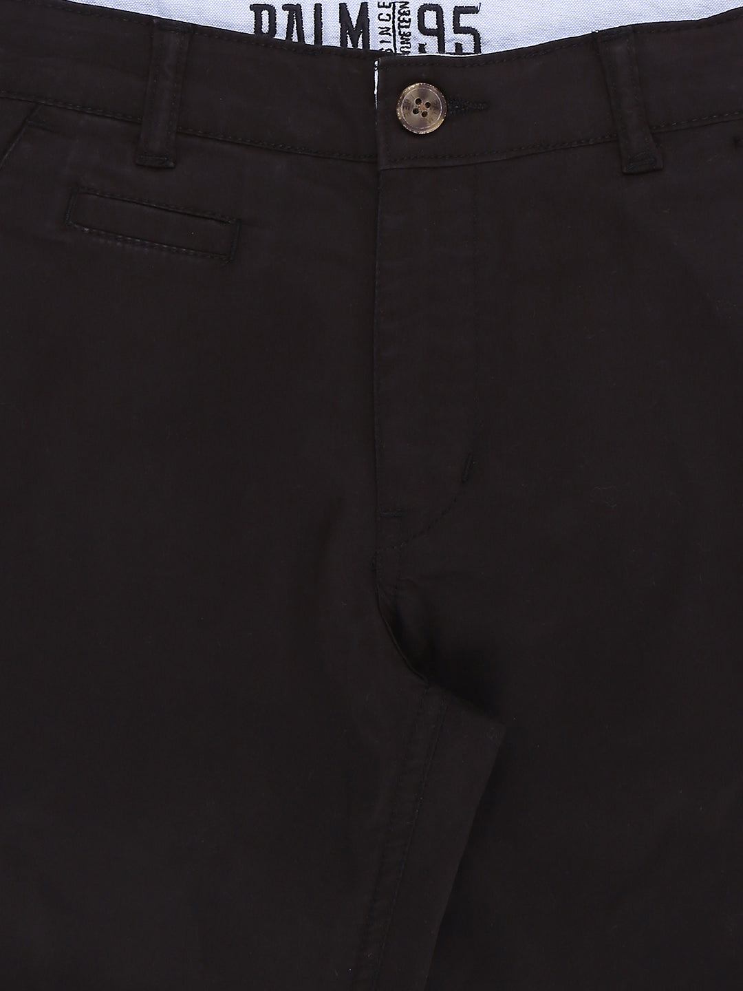 Boys Black Solid Cotton Bermuda Fixed Waist