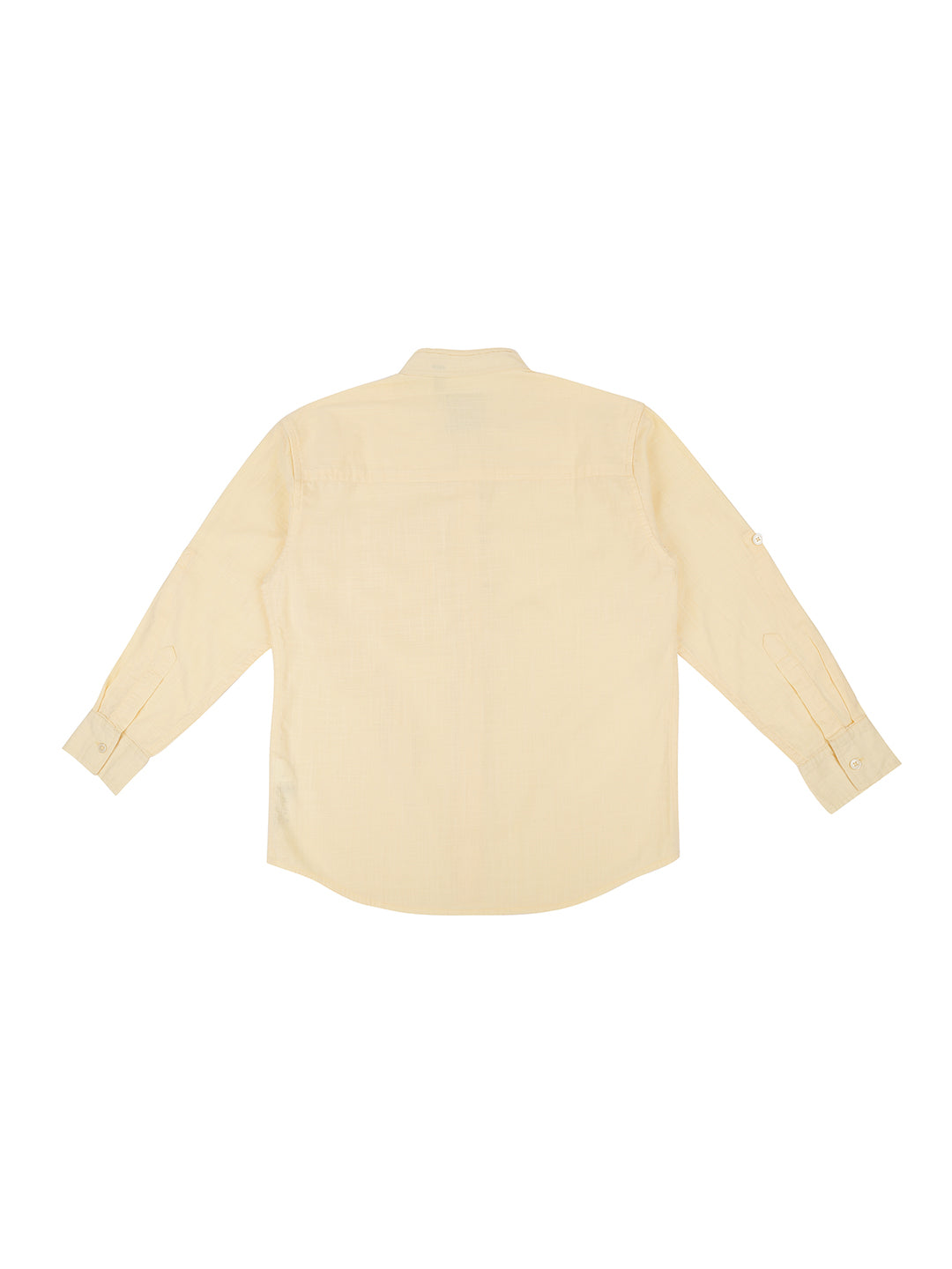 Boys Yellow Solid Cotton Shirt Full Sleeves