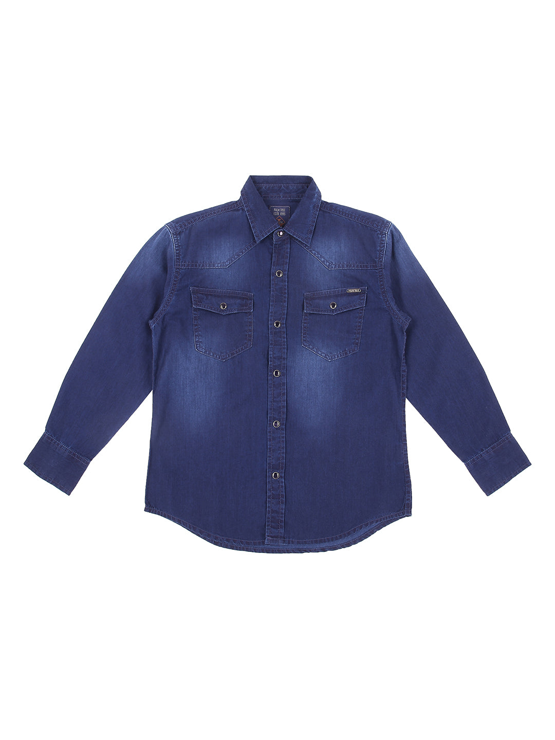 Boys Blue Washed Denim Shirt Full Sleeves