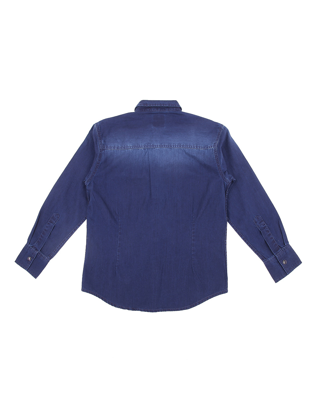 Boys Blue Washed Denim Shirt Full Sleeves