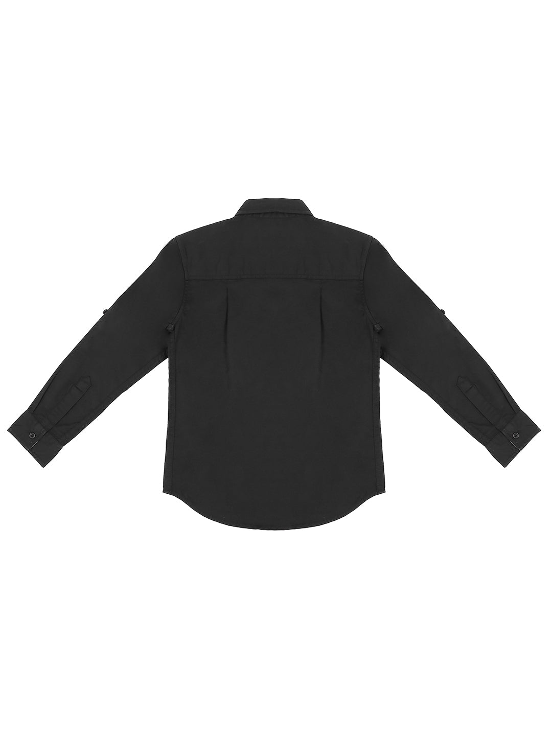Boys Black Solid Cotton Shirt Full Sleeves