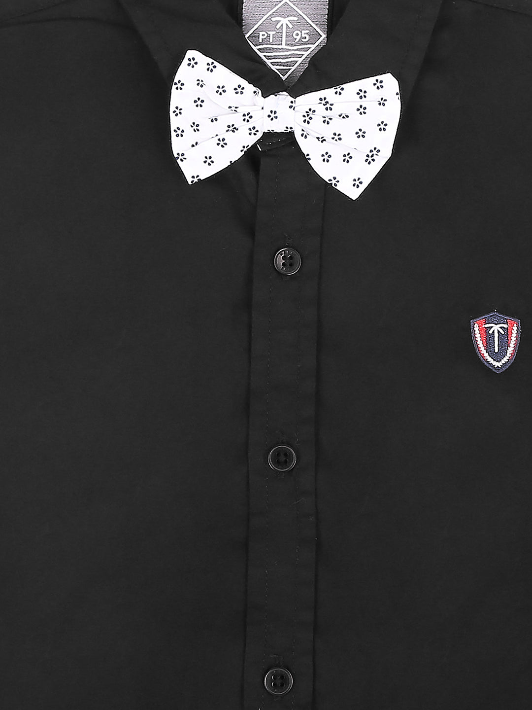 Boys Black Solid Cotton Shirt Full Sleeves