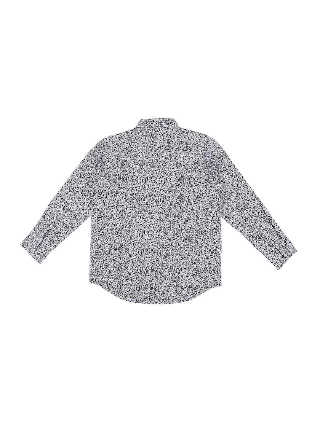 Boys White Abstract Cotton Shirt Full Sleeves
