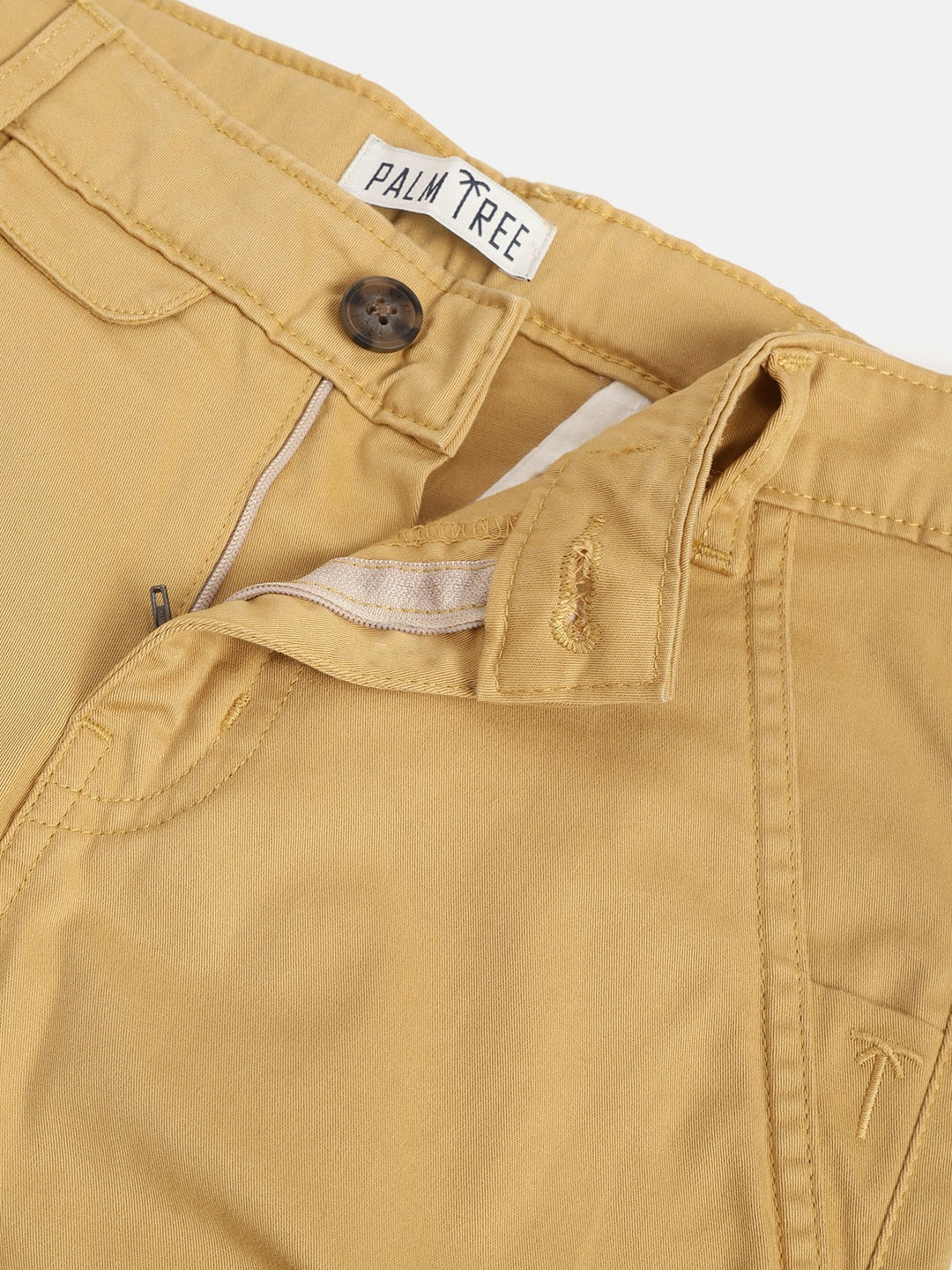 Boys Beige Solid Twill Trouser Fixed Waist