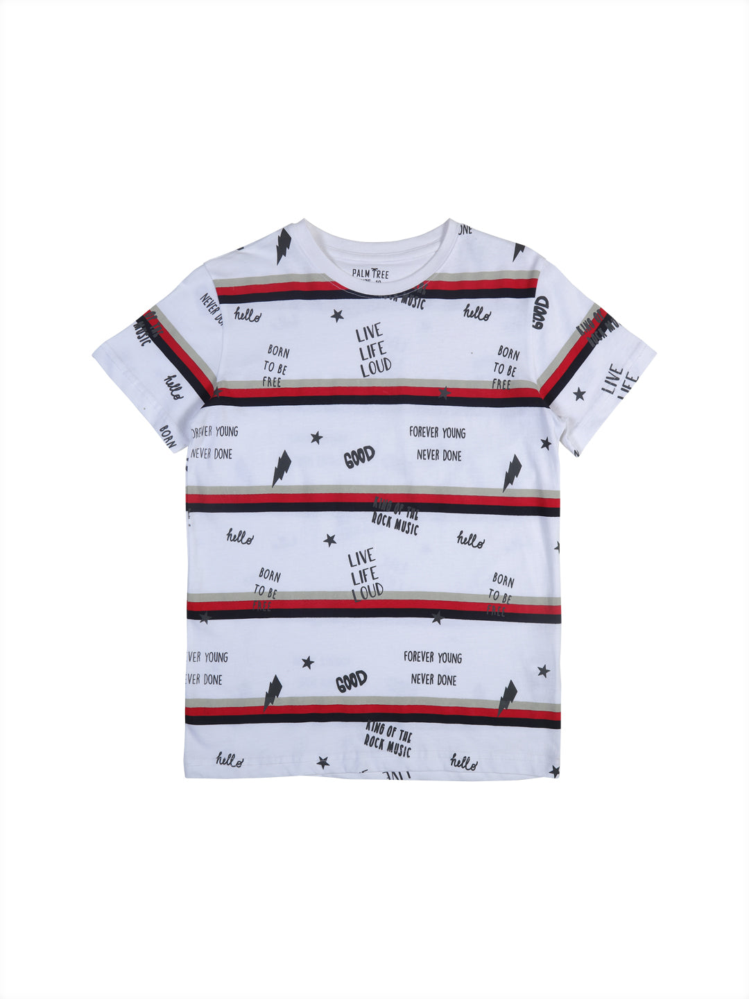 Boys White Stripes Cotton T-Shirt Half Sleeves