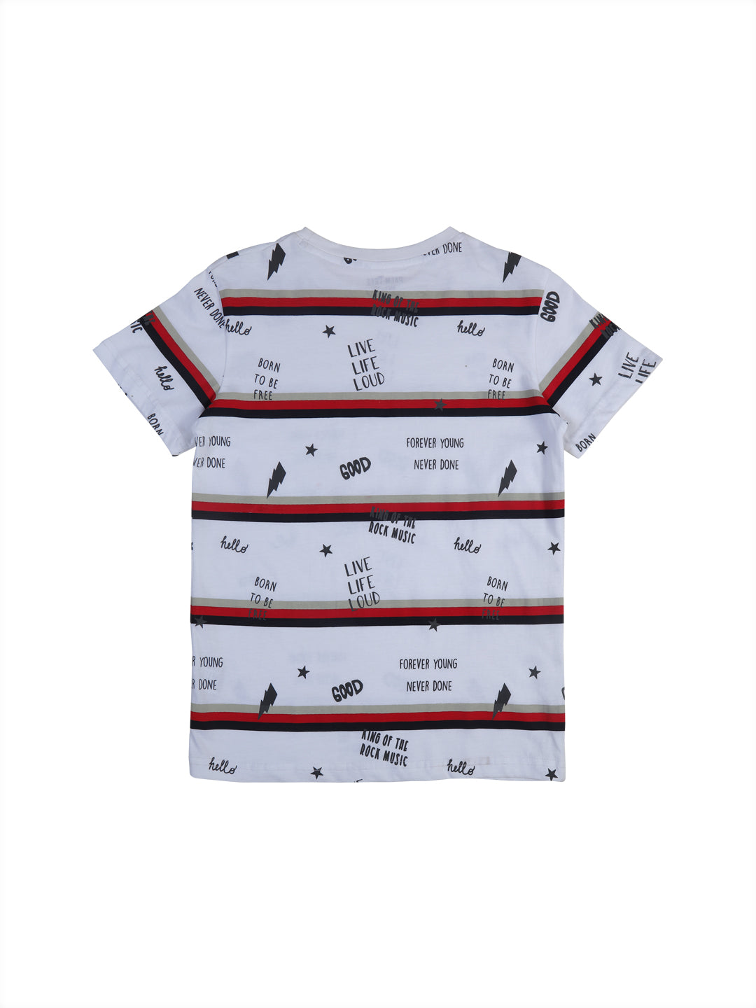 Boys White Stripes Cotton T-Shirt Half Sleeves