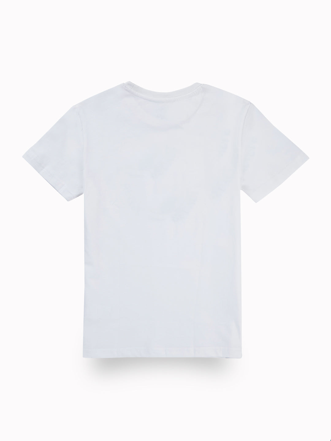 Boys White Graphic Print Cotton T-Shirt Half Sleeves