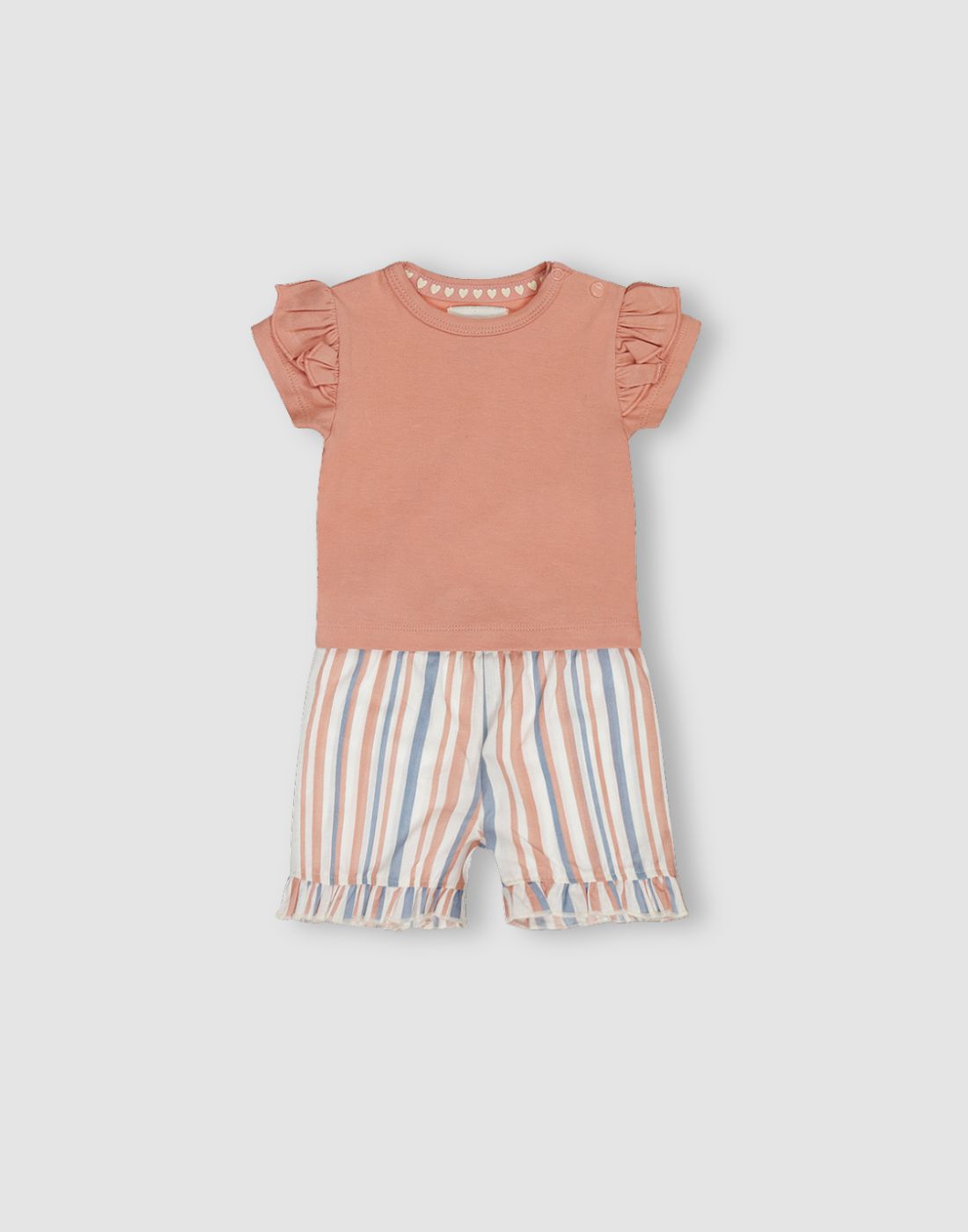 GJ Baby Light pink Cotton Regular CO-ORDINATE