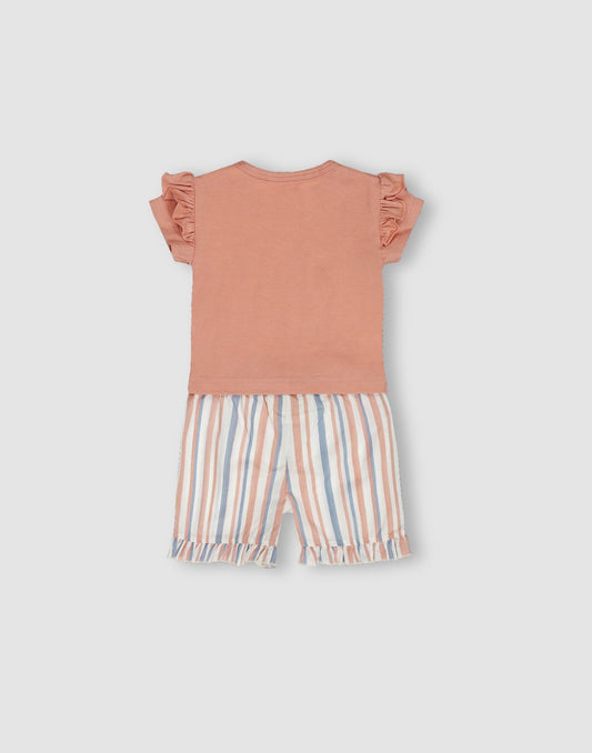 GJ Baby Girls Light pink Cotton Regular CO-ORDINATE
