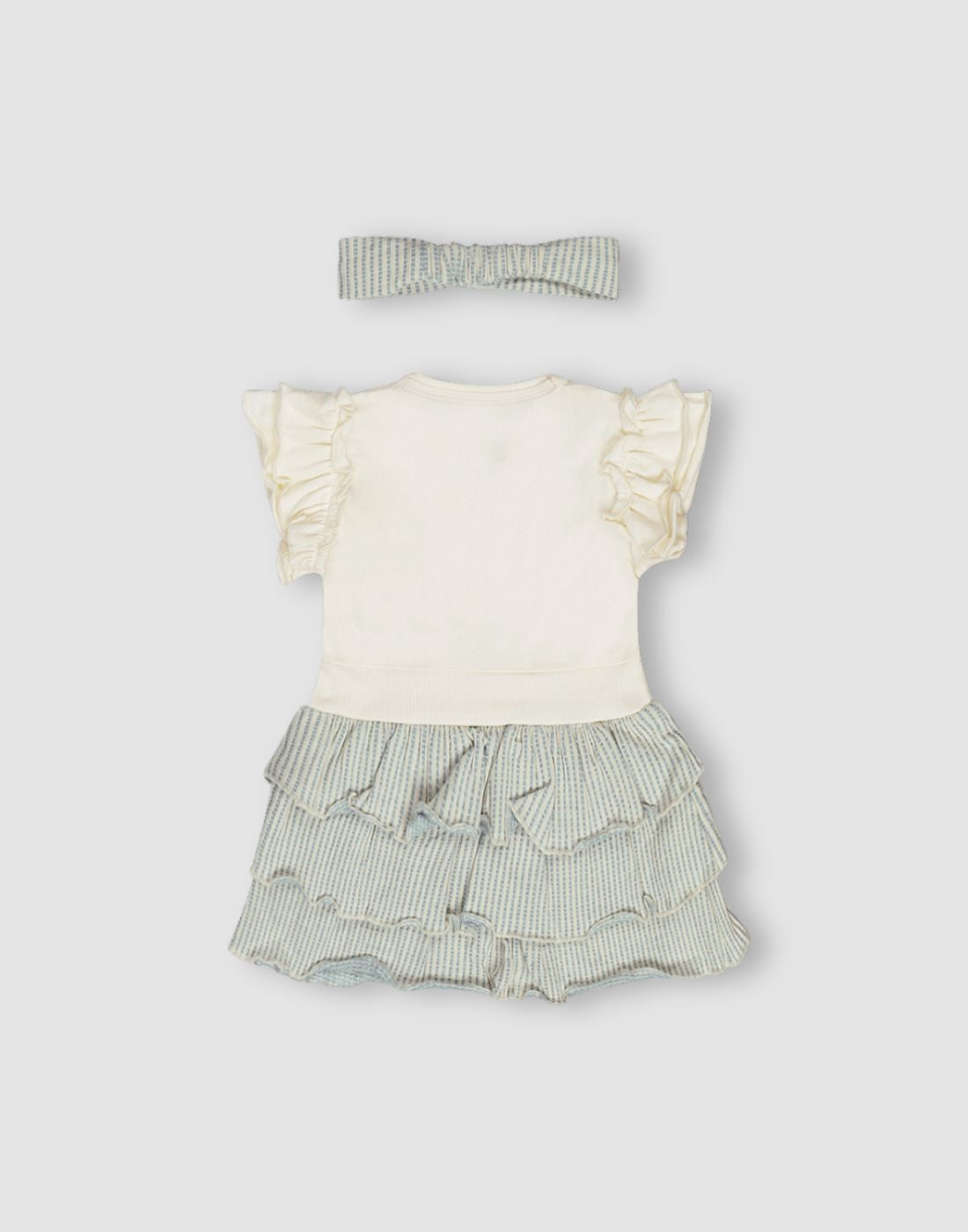 GJ Baby Blue Cotton Fit and Flare DRESS