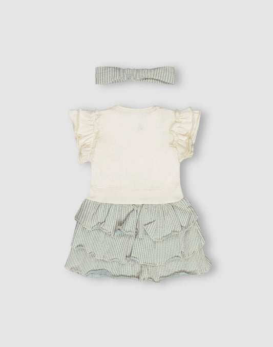 GJ Baby Girls Blue Cotton Fit and Flare DRESS