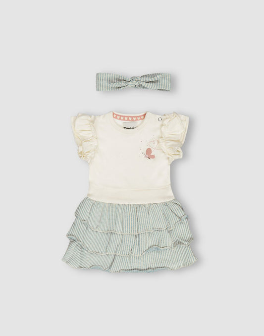 GJ Baby Girls Blue Cotton Fit and Flare DRESS