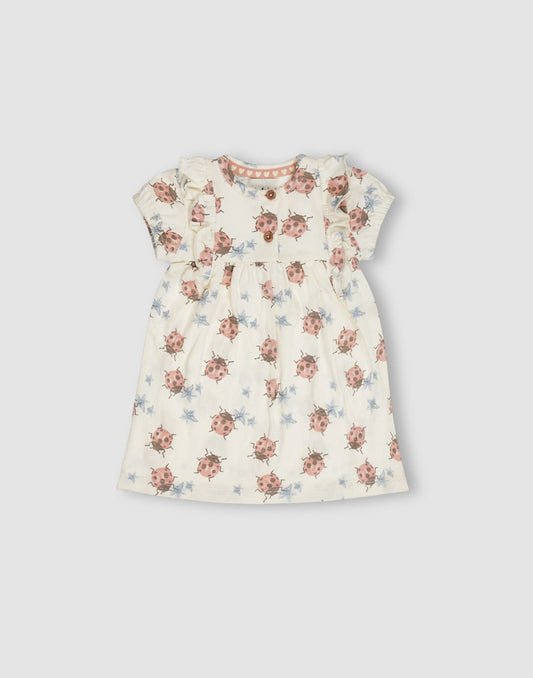 GJ Baby Girls Off-white Cotton Empire DRESS