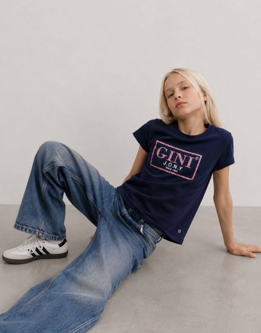 Gini and Jony Girls Black Typography Cotton Knit Top