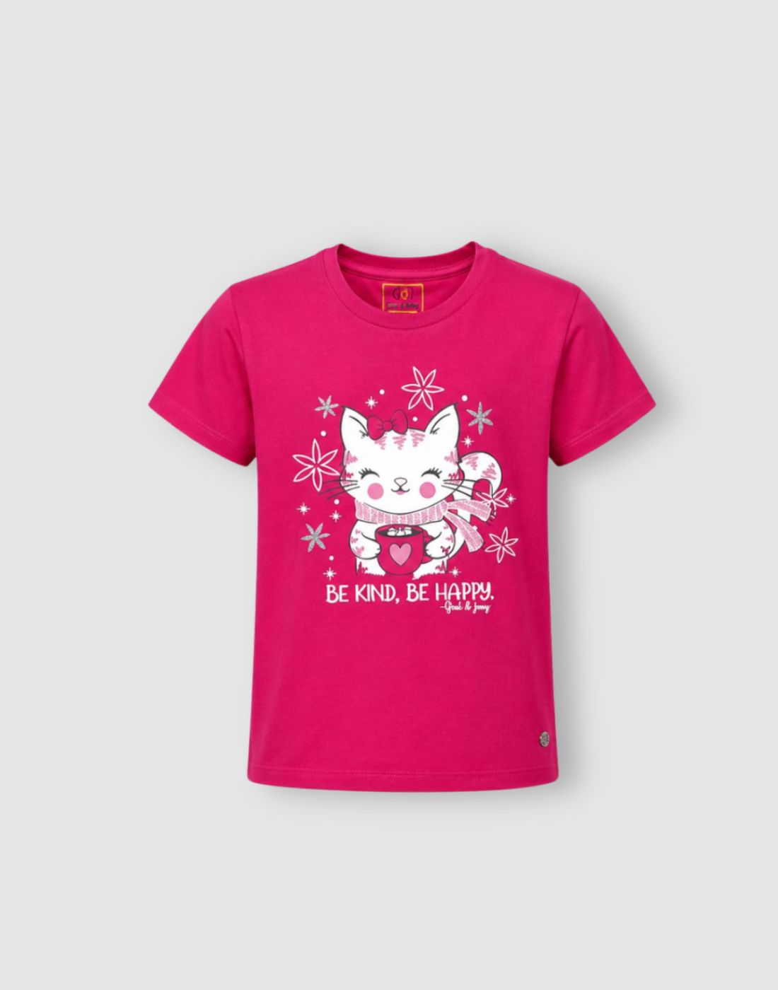 Gini and Jony Girls Pink Cotton Knits Top Half Sleeves