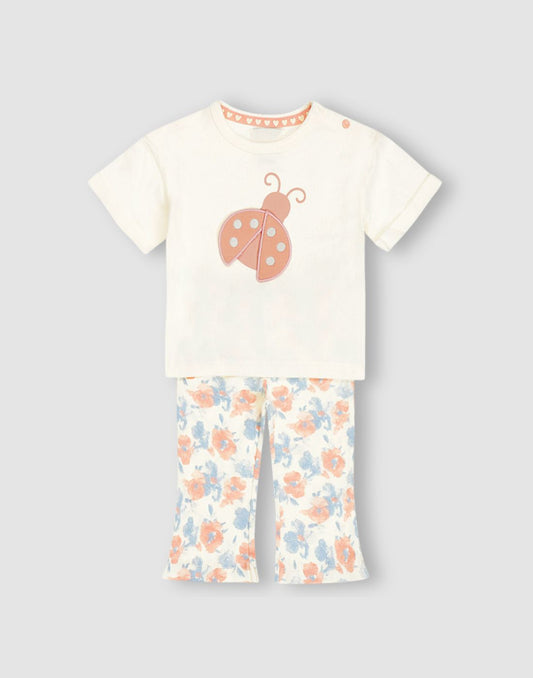 GJ Baby Girls Off-white Cotton Regular CO-ORDINATE