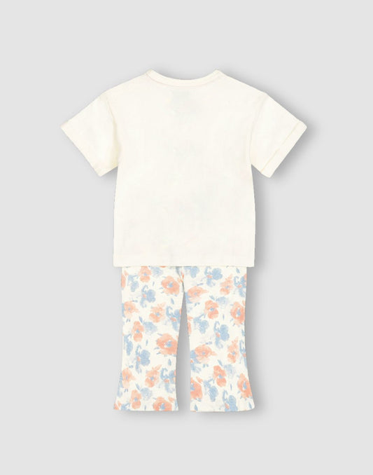 GJ Baby Girls Off-white Cotton Regular CO-ORDINATE