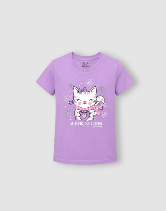 Gini and Jony Girls Lavender Cotton Knits Top Half Sleeves