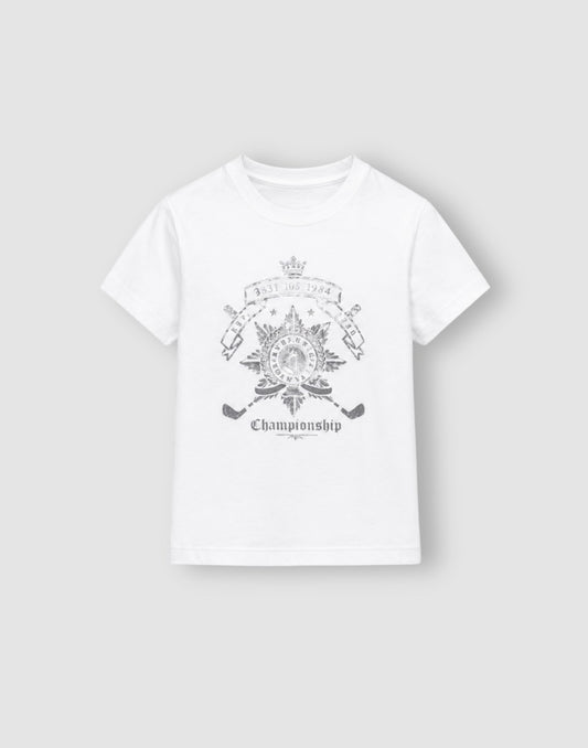 Gini and Jony Boys White Graphic Cotton T-Shirt