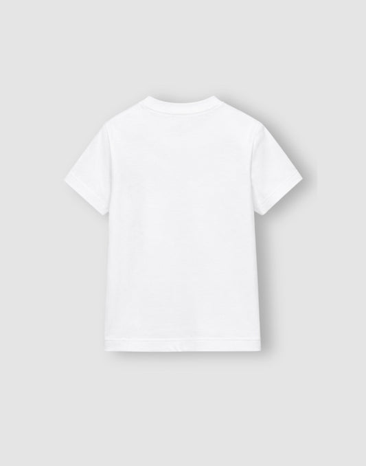 Gini and Jony Boys White Graphic Cotton T-Shirt