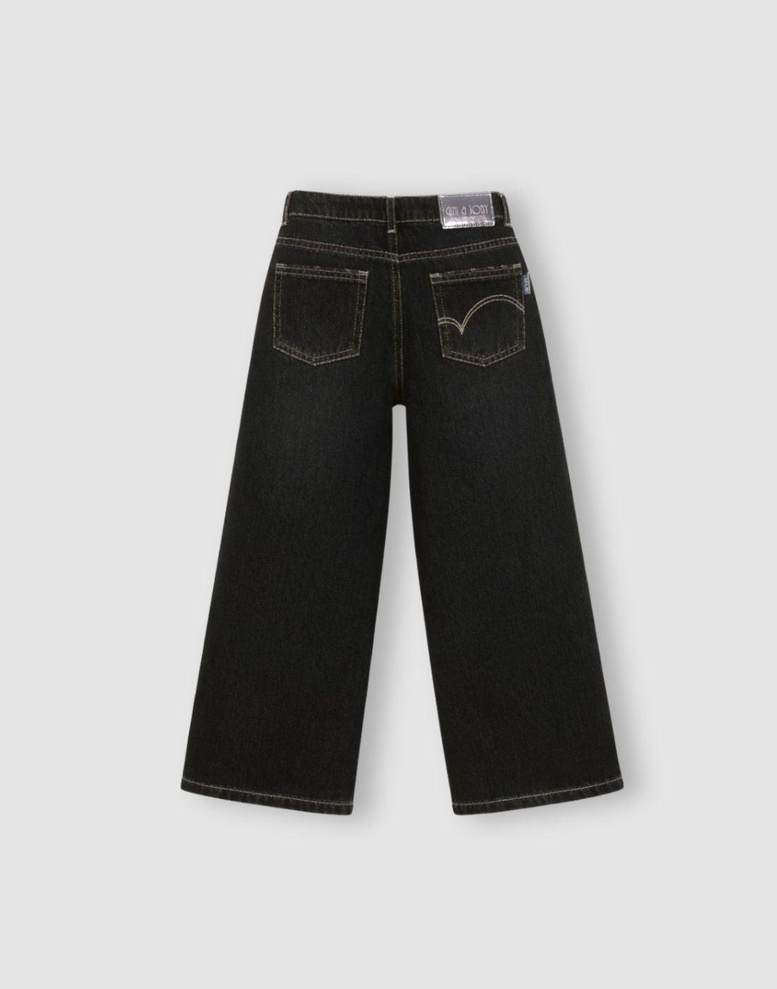 Gini and Jony Girls Black Solid Wide Leg Jeans
