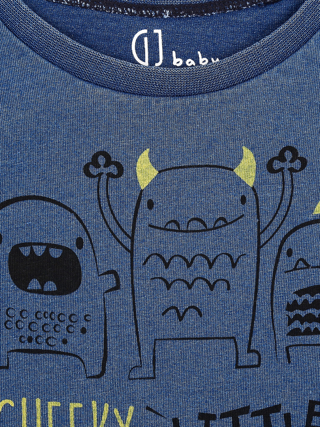 Boys Blue Graphic Print Cotton T-Shirt Full Sleeves