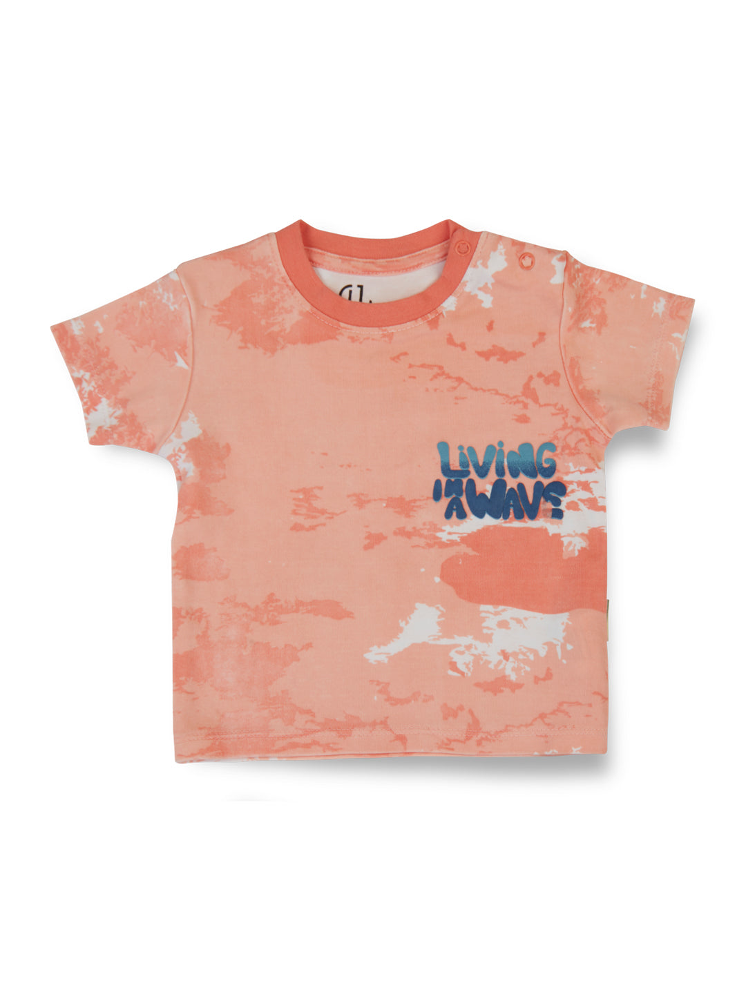 Boys Peach Abstract Cotton Baby Set Half Sleaves