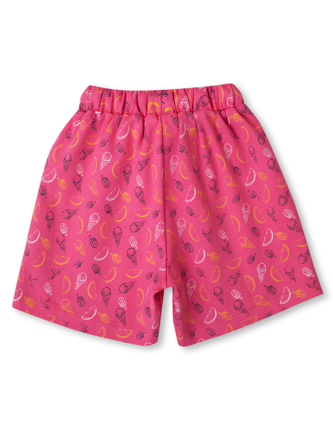 Baby Girls White And Pink Graphic Print Cotton Elasticated Set